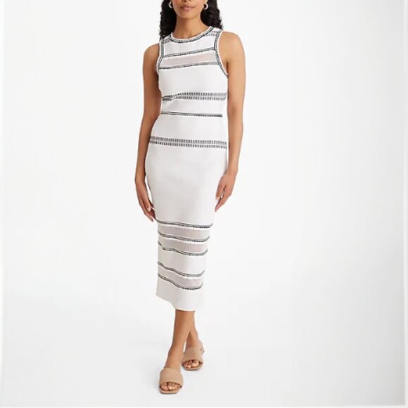 Textured Body Contour Midi Dress by Express - Size Small - Black & White Striped - Picture 1 of 12